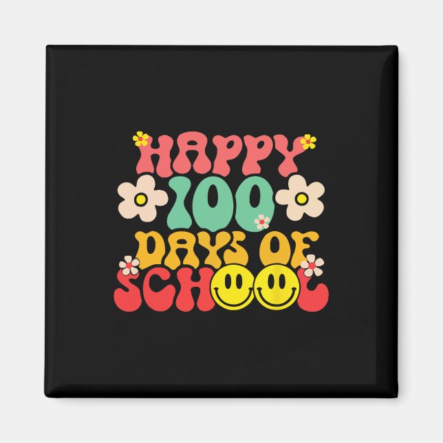 Zum 100. Schullehrer Kinder Retro Groov Magnet (Vorne)