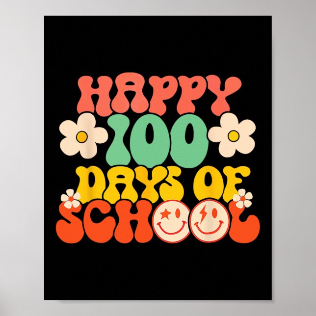Zum 100. Schullehrer Kinder Retro Groov Poster (Vorne)