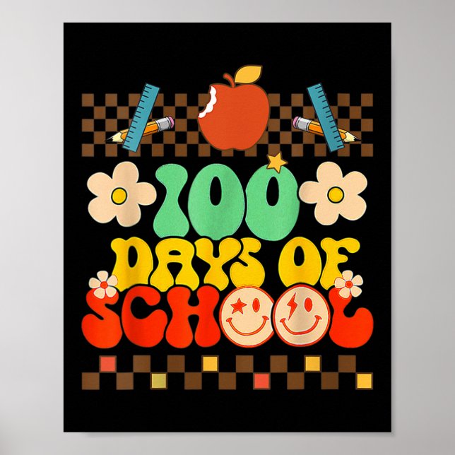Zum 100. Schullehrer Kinder Retro Groov Poster (Vorne)