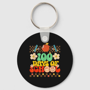 Zum 100. Schullehrer Kinder Retro Groov Schlüsselanhänger