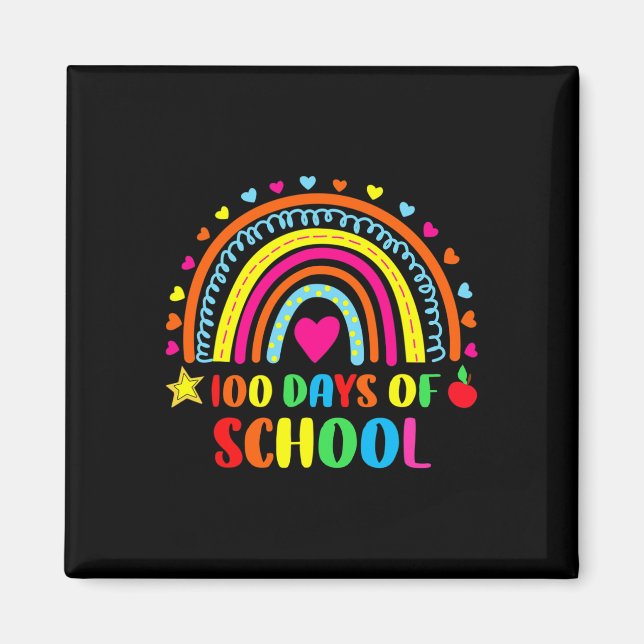Zum 100. Schullehrertag Regenbogen 100 Tage Magnet (Vorne)