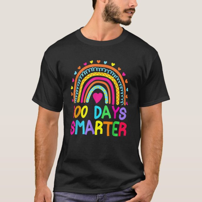 Zum 100. Schullehrertag Regenbogen 100 Tage T-Shirt (Vorderseite)