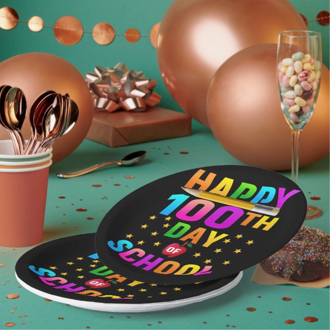 Zum 100. Schultag für Lehrer und Studenten Pappteller (Multi)
