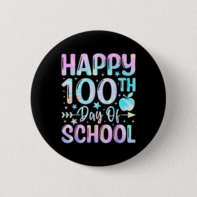 Zum 100. Schultag Gefärbte Krawatte Regenbogen 100 Button (Vorderseite)