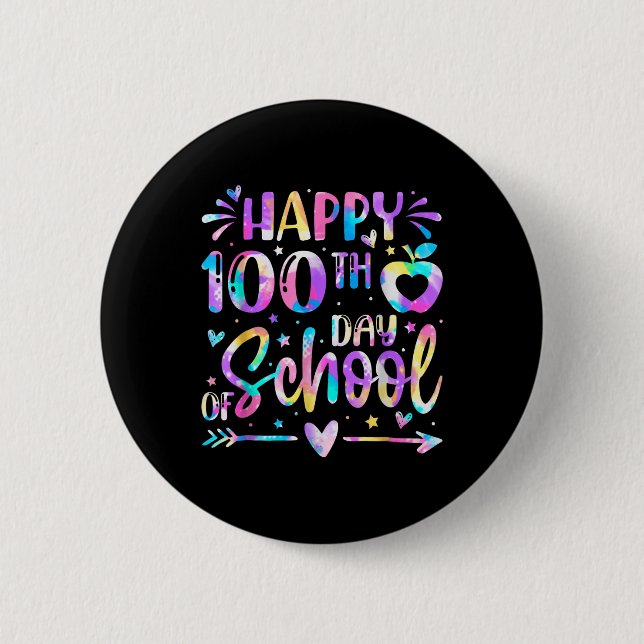 Zum 100. Schultag Gefärbte Krawatte Regenbogen 100 Button (Vorderseite)