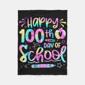 Zum 100. Schultag Gefärbte Krawatte Regenbogen 100 Fleecedecke