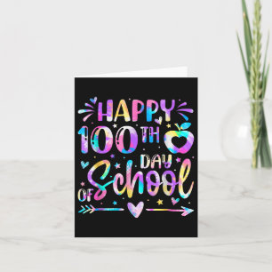 Zum 100. Schultag Gefärbte Krawatte Regenbogen 100 Karte
