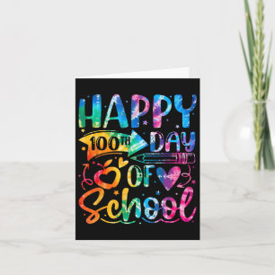 Zum 100. Schultag Gefärbte Krawatte Regenbogen 100 Karte