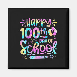 Zum 100. Schultag Gefärbte Krawatte Regenbogen 100 Magnet
