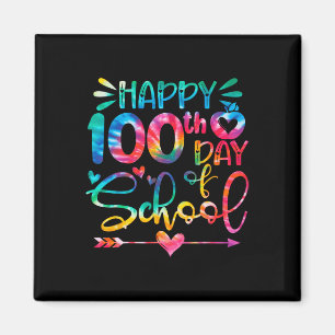 Zum 100. Schultag Gefärbte Krawatte Regenbogen 100 Magnet