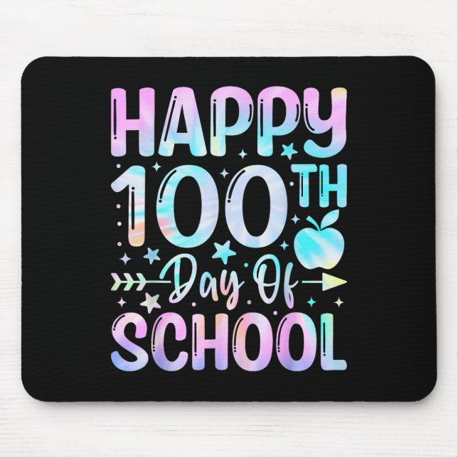 Zum 100. Schultag Gefärbte Krawatte Regenbogen 100 Mousepad (Vorne)