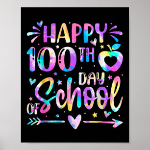 Zum 100. Schultag Gefärbte Krawatte Regenbogen 100 Poster