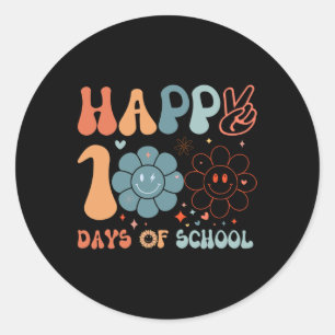 Zum 100. Schultag Groovy Lehrer Student W Runder Aufkleber