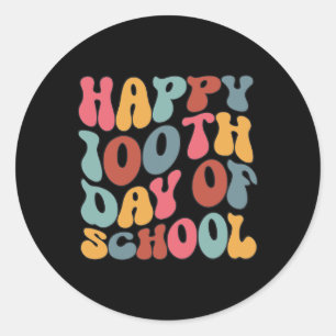 Zum 100. Schultag Retro 100 Tage Lehrer B Runder Aufkleber