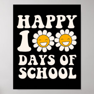 Zum 100. Schultag Retro Groovy Niedlich Graphi Poster
