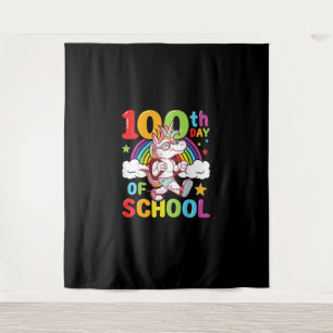 Zum 100. Schultag Unicorn Rainbow 100 Days Wandteppich