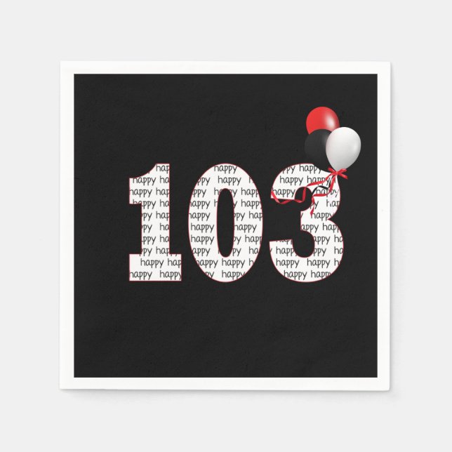 Zum 103. Geburtstag auf Black Napkins Serviette (Vorderseite)