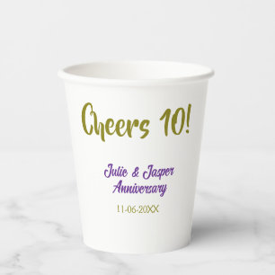 Zum 10. Hochzeitstag lila golden na Pappbecher
