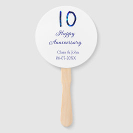 Zum 10. Jubiläum blauer Glitzer Namensdatum hinzuf Fächer