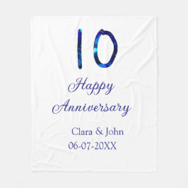 Zum 10. Jubiläum blauer Glitzer Namensdatum hinzuf Fleecedecke