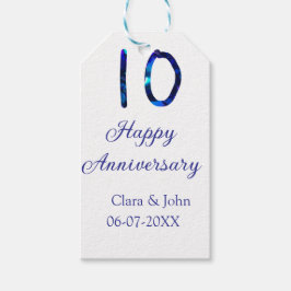 Zum 10. Jubiläum blauer Glitzer Namensdatum hinzuf Geschenkanhänger