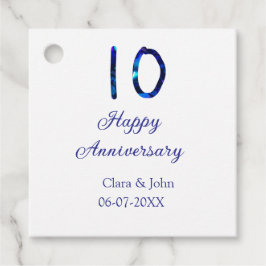 Zum 10. Jubiläum blauer Glitzer Namensdatum hinzuf Geschenkanhänger