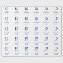 Zum 10. Jubiläum blauer Glitzer Namensdatum hinzuf Geschenkpapier