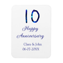 Zum 10. Jubiläum blauer Glitzer Namensdatum hinzuf Magnet