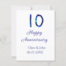 Zum 10. Jubiläum blauer Glitzer Namensdatum hinzuf