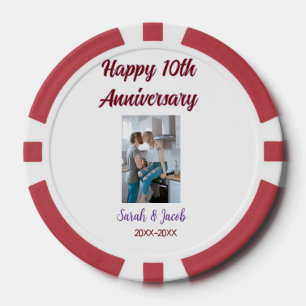 Zum 10. Jubiläum Foto Hochzeitspaar Name d Pokerchips
