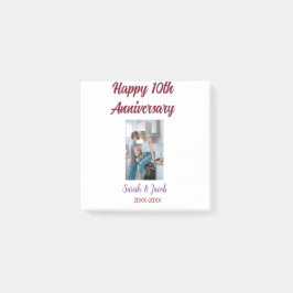 Zum 10. Jubiläum Foto Hochzeitspaar Name d Post-it Klebezettel