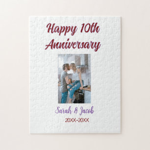 Zum 10. Jubiläum Foto Hochzeitspaar Name d Puzzle