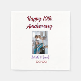 Zum 10. Jubiläum Foto Hochzeitspaar Name d Serviette
