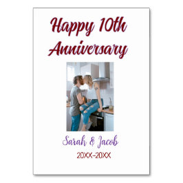 Zum 10. Jubiläum Foto Hochzeitspaar Name d Tischnummer