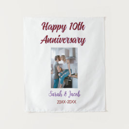 Zum 10. Jubiläum Foto Hochzeitspaar Name d Wandteppich