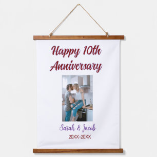 Zum 10. Jubiläum Foto Hochzeitspaar Name d Wandteppich Mit Holzrahmen