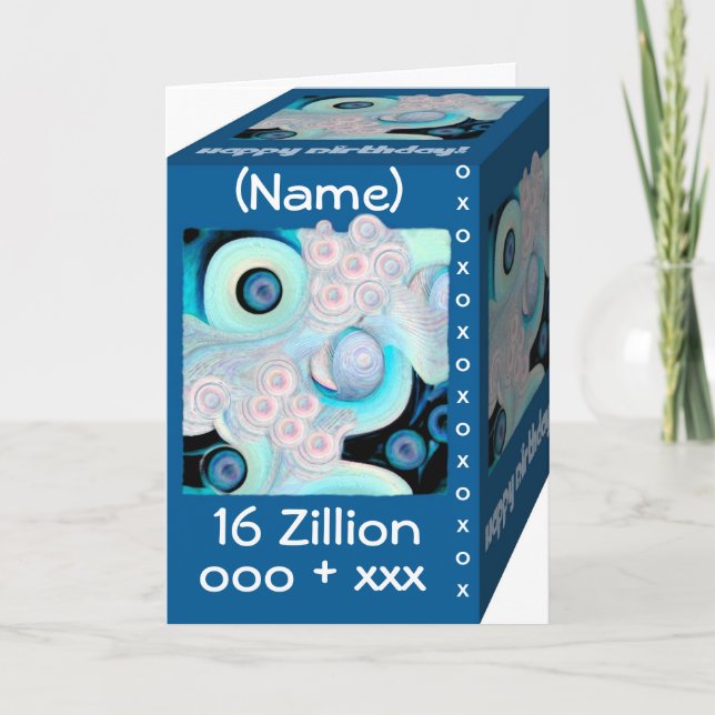 Zum 16. Geburtstag - 16 Zillion Hugs & Kisses Karte (Vorderseite)