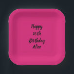 Zum 16. Geburtstag Individuelle Name Girly Pink Bl Pappteller<br><div class="desc">Entworfen mit Textvorlage für "Happy 16. Geburtstag" Nachricht und Name,  die Sie anpassen können! Sie können auch die Hintergrundfarbe nach Belieben ändern.</div>
