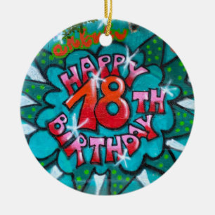 Zum 18. Geburtstag Graffiti Keramik Ornament