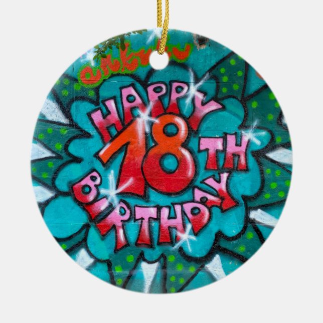 Zum 18. Geburtstag Graffiti Keramik Ornament (Vorne)