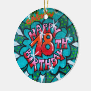 Zum 18. Geburtstag Graffiti Keramik Ornament