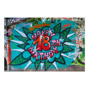 Zum 18. Geburtstag Graffiti Poster