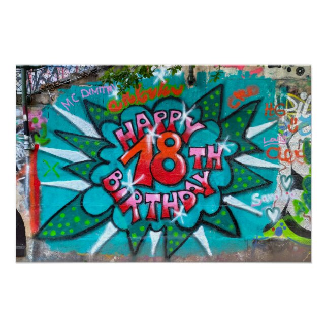 Zum 18. Geburtstag Graffiti Poster (Vorderseite)