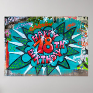 Zum 18. Geburtstag Graffiti Poster