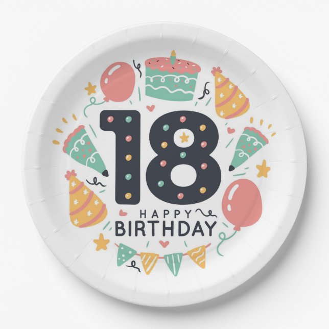 Zum 18. Geburtstag Pappteller (Vorderseite)