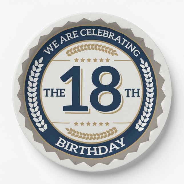 Zum 18. Geburtstag Pappteller (Vorderseite)