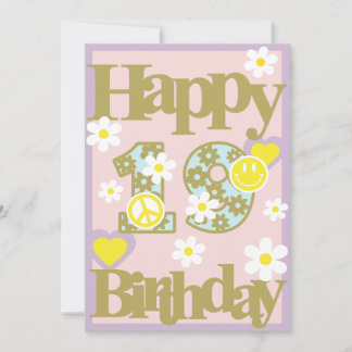 Zum 19. Geburtstag - Girl’s Card mit Blume Feiertagskarte