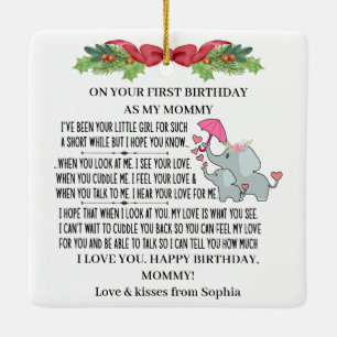 Zum 1. Geburtstag als Mama mit Elefant Keramikornament