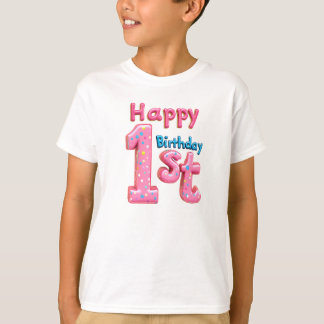 Zum 1. Geburtstag - farbenfrohe Feier Text T-Shirt