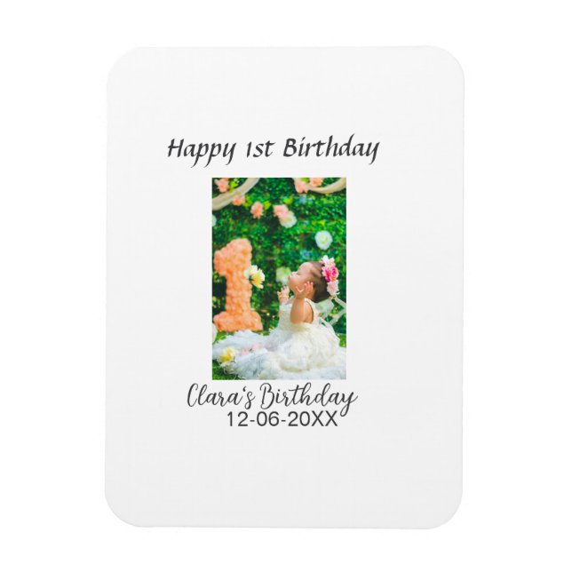 Zum 1. Geburtstag Foto schlicht und elegant Magnet (Vertikal)